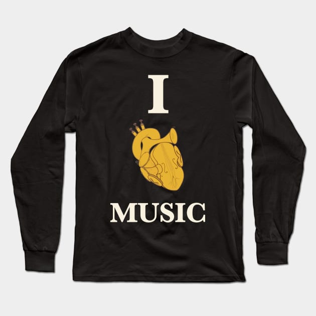 I Love Music Long Sleeve T-Shirt by GramophoneCafe